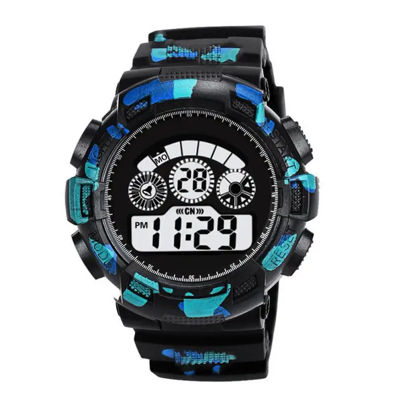 Модные мужские цифровой светодиодный аналоговые кварцевые часы будильник Дата спортивные военные наручные часы Водонепроницаемый наручные часы - Цвет: B