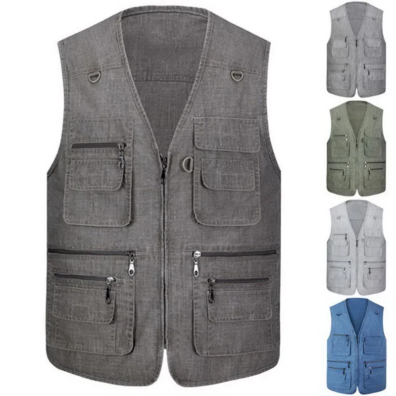 Zipper Men Sport Fishing Vest Hunting Vest Male Breathable Jacket