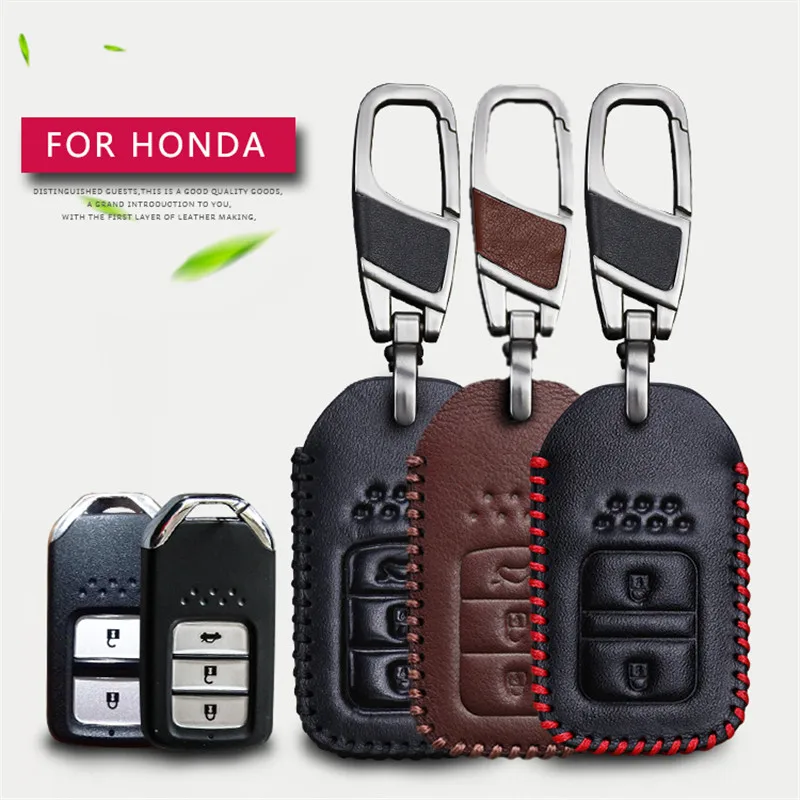 Чехол для ключей из натуральной кожи для Honda Civic Honda Fit Jazz Accord Pilot Insight Forza Stream Hrv Crv брелок аксессуары