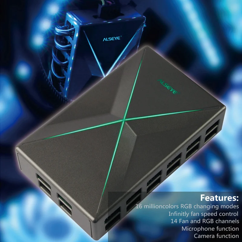 Alseye-controlador de Ventilador com Bluetooth Ventilador de Refrigeração do pc Controle de Velocidade e Rgb Aplicativo de Telefone Inteligente 14 Canais Sistema de Refrigeração - Imagem 6