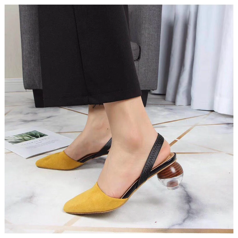 Women Sandals Fashion Crystal Round Ball Heels Ankle Straps Sandals Med Heel Wedding Party Shoes Mixed Color Square Toe Sandals