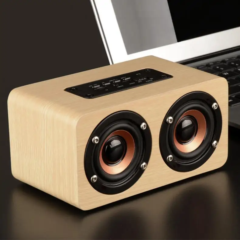 W5 10 Вт 52 мм двойной рожок деревянный 4,2 Bluetooth динамик с AUX аудио воспроизведения и интерфейс Micro-USB для мобильного телефона/ПК
