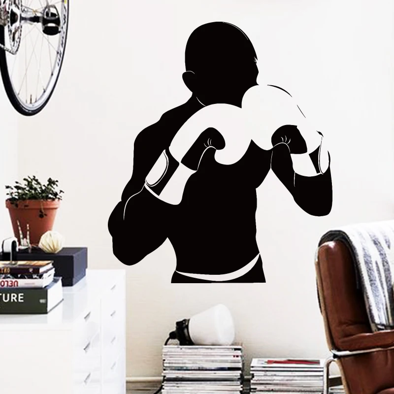 

Art Design home decoration cheap Vinyl boxing player Wall Sticker removable house decor sports match gym decorative decals