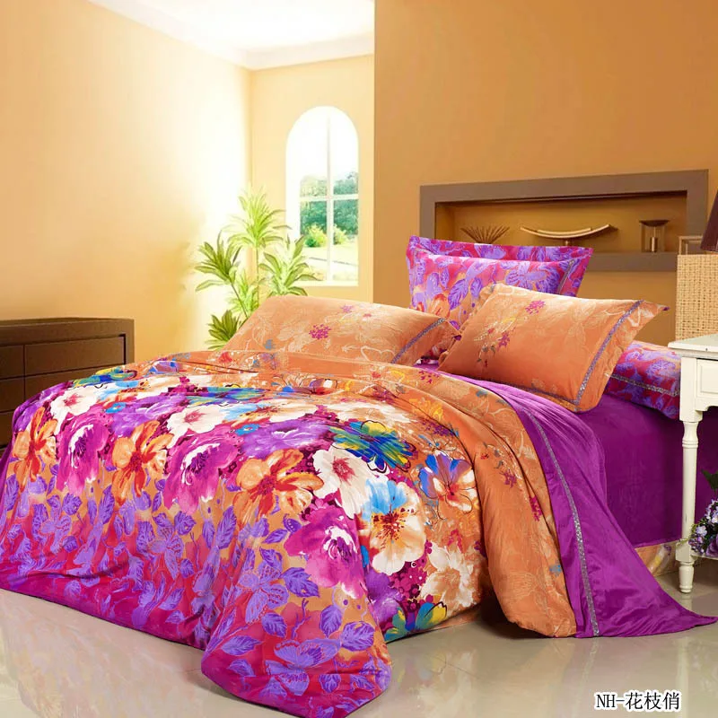 New fashion luxurious warm orange and purple comforter ...