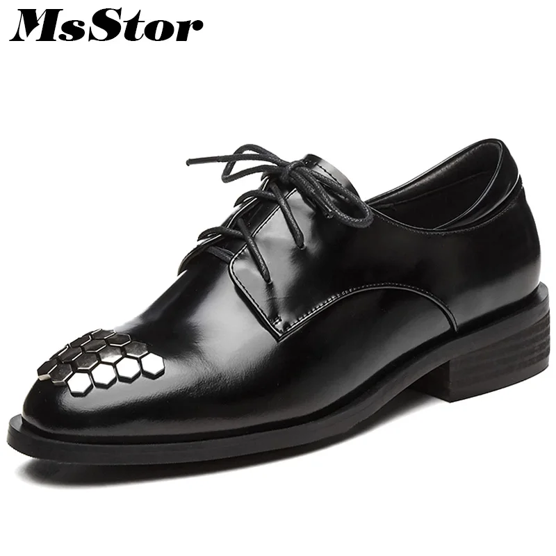 

MsStor Round Toe Metal Decoration Women Flats Casual Fashion Ladies Flat Shoes 2018 Spring Cross tied Women Flat Brand Shoes