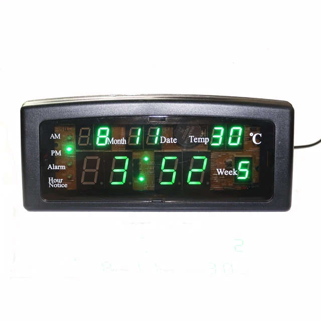 Desktop Led Digital Alarm Clock With Calendar Temperature Date And Desktop Led Digital Alarm Clock With Calendar Temperature Date And Week Display Mains Operated Battery Back