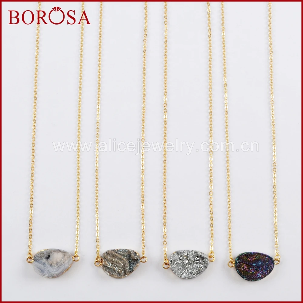 BOROSA 5/10 шт. 16 &quotЗолото Цвет Манго Форма Радуга Титан галактика Druzy кварцевый
