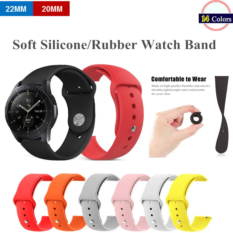 

For Samsung Galaxy Watch Active 20MM Silicone Watch Band Wristband 22MM Rubber Replacement for Huawei Watch GT Smart Watch Strap