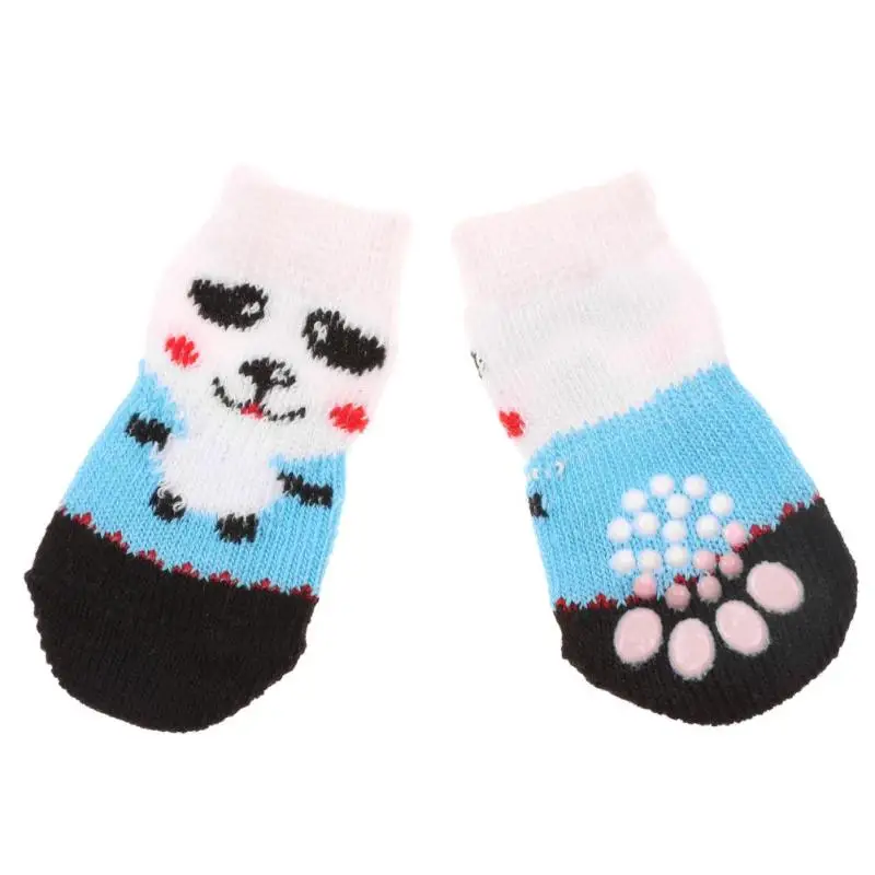 4pcs Non-Slip Pet Socks Dog Foot Cover Teddy Socks Cute Pet Rubber Bottom Anti-Slip Socks Dog Supplies