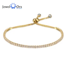 Party Jewelry Adjustable Bracelet For Women 2mm Cubic Zirconia Gold Color Blacelets & Bangles Gift For Her (JewelOra BA101437)