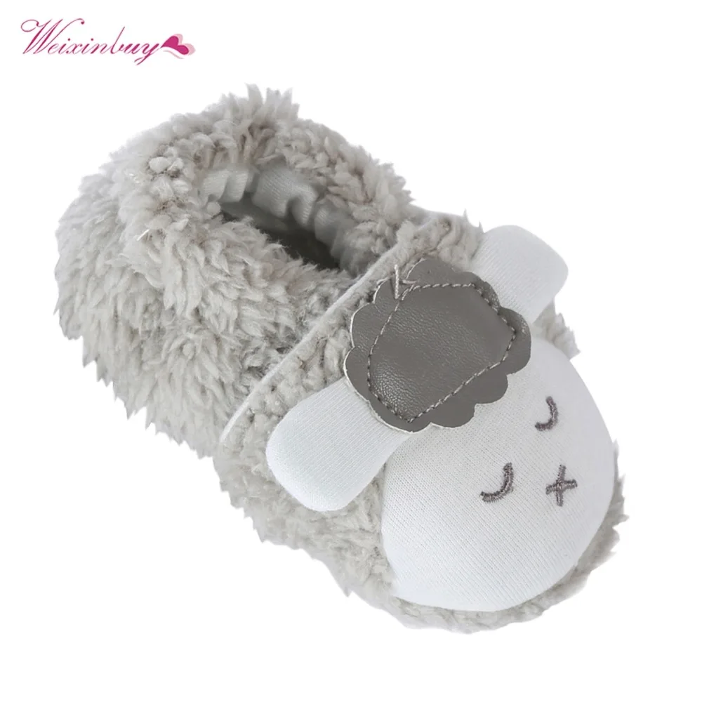 Weixinbuy Unisex Baby Soft Plush Winter Warm Slipper Loafers Crib Shoes