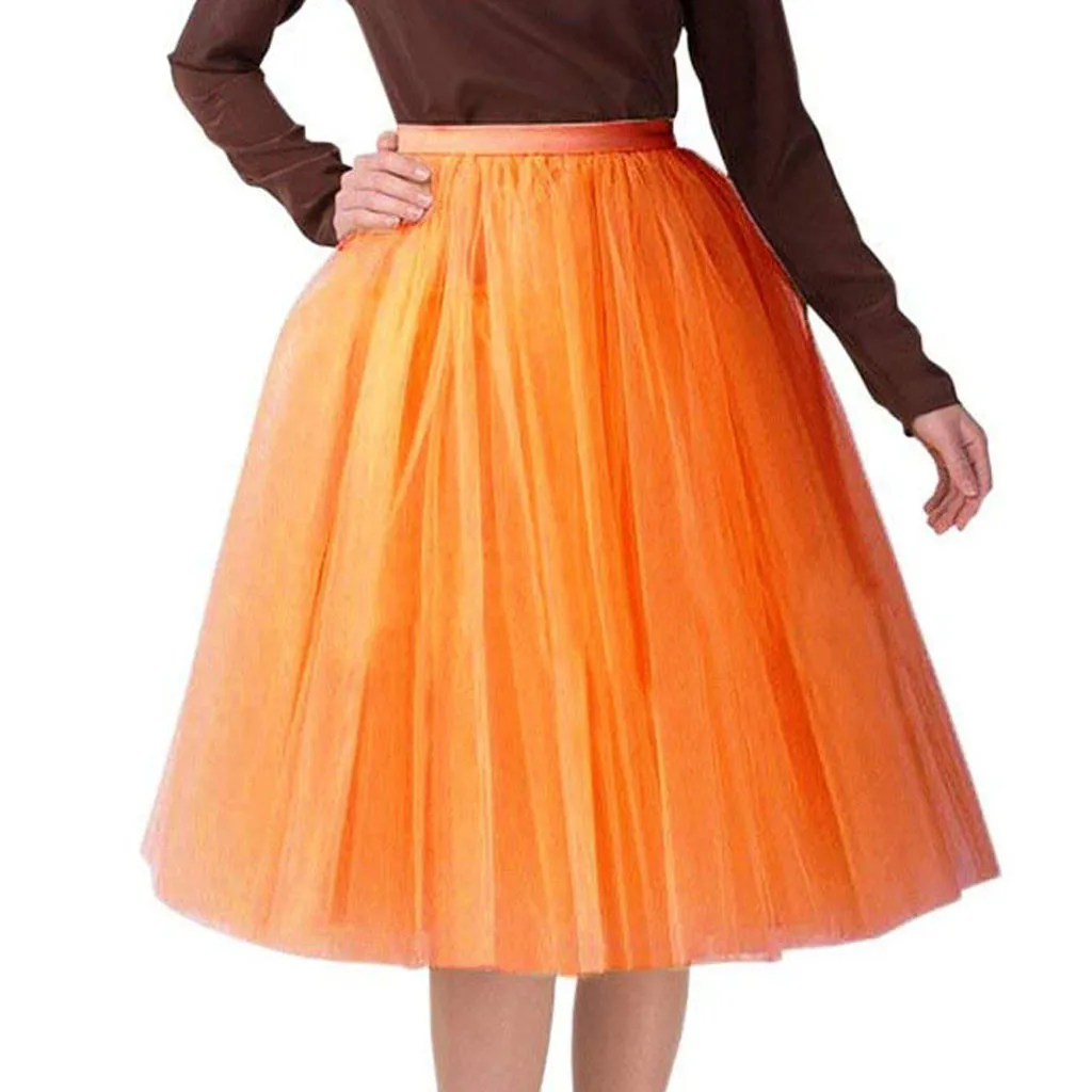 Повседневная модная повседневная женская Высококачественная плиссированная газовая Юбка До Колена юбка-пачка для взрослых, юбка-пачка для танцев, сетчатая юбка средней длины 50