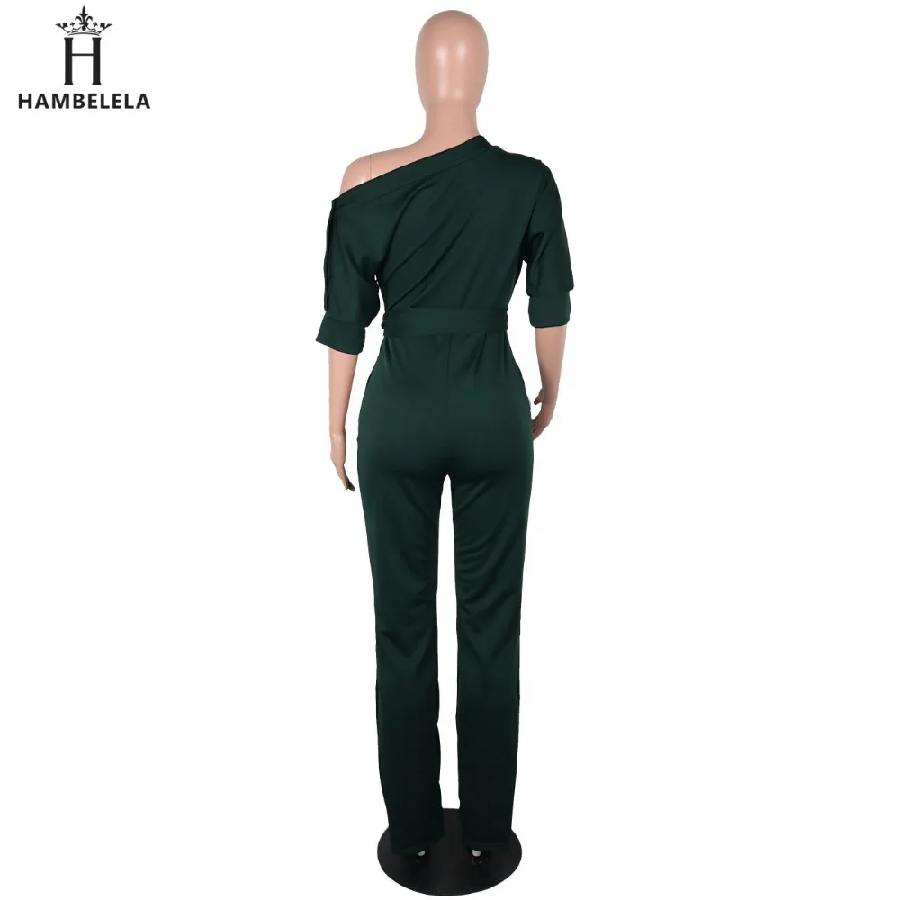 Hambelela 2017 High Quality Autumn Casual Jumpsuit One Shoulder Slash Neck Button Romper Full Length Jumpsuit Wide Legs Jumpsuit (17)