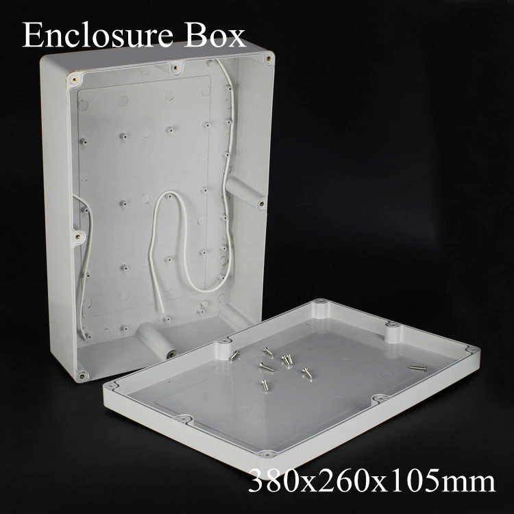 

(1 piece/lot) 380x260x105mm Grey ABS Plastic IP65 Waterproof Enclosure PVC Junction Box Electronic Project Instrument Case