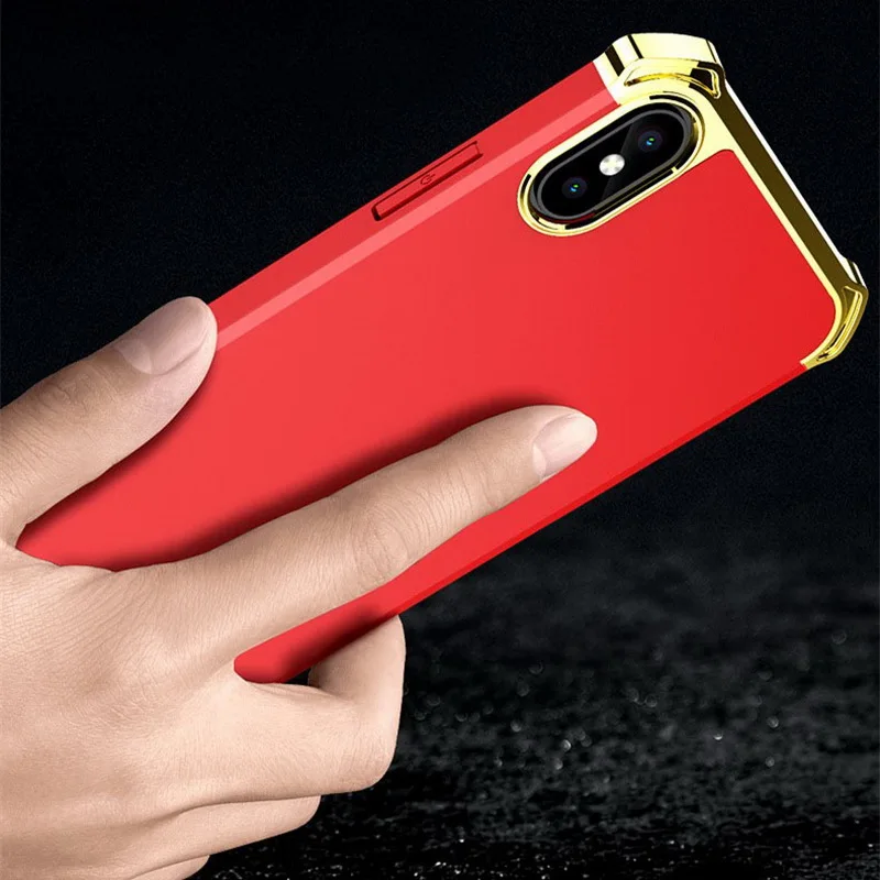 Full Body Case For Iphone x Case Iphone 7 8 Plus iphonex Luxury Plating 3 in 1 Hard PC Capa Celular Production Phone Back Cover