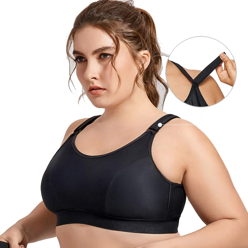 

Women's Underwear Front Adjustable Wirefree High Impact Full Support Plus Size Active Bra 34~46 B C D DD E F G Free Shipping