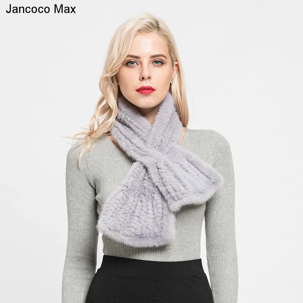 

New Arrival Women Real Mink Fur Scarf Autumn Winter Warm Knitted Muffler For Female Top Quality S7134