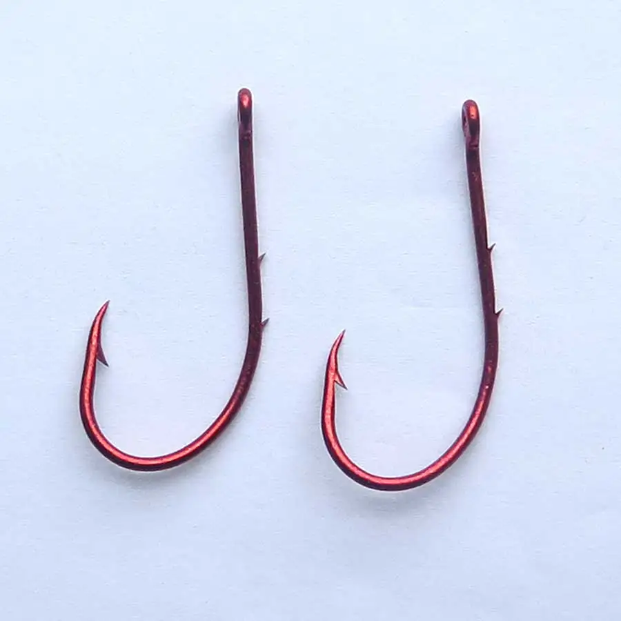 Minfishing 100 шт. рыболовный крючок с двумя зазубринами красным покрытием для приманки