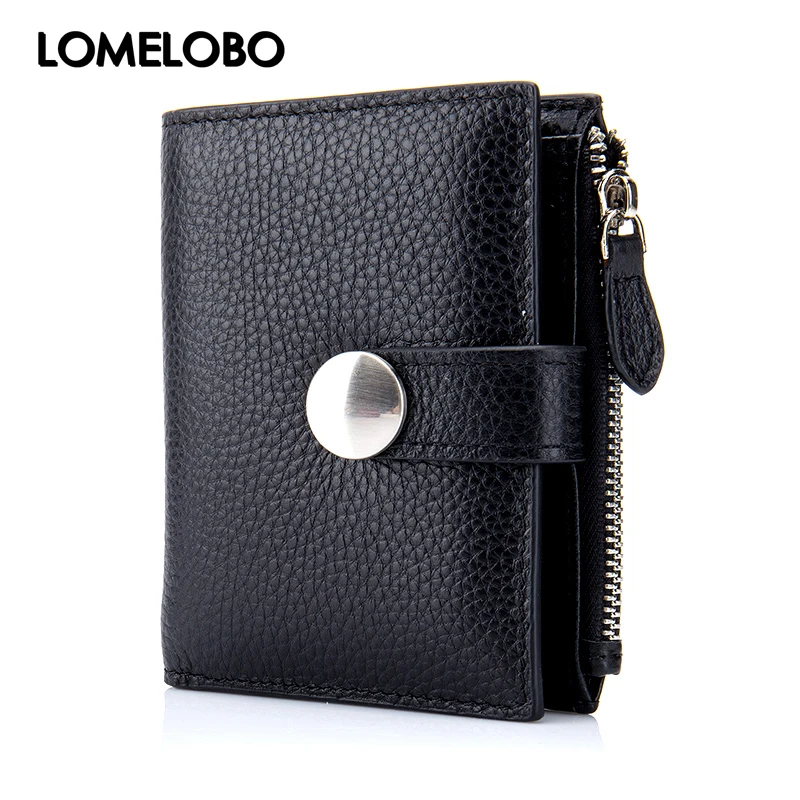 

Lomelobo Cowhide Leather Hasp Purse Fashion European Womens Wallets And Purses Brand Small Ultra-Thin Male Wallet Pocket HSL7025
