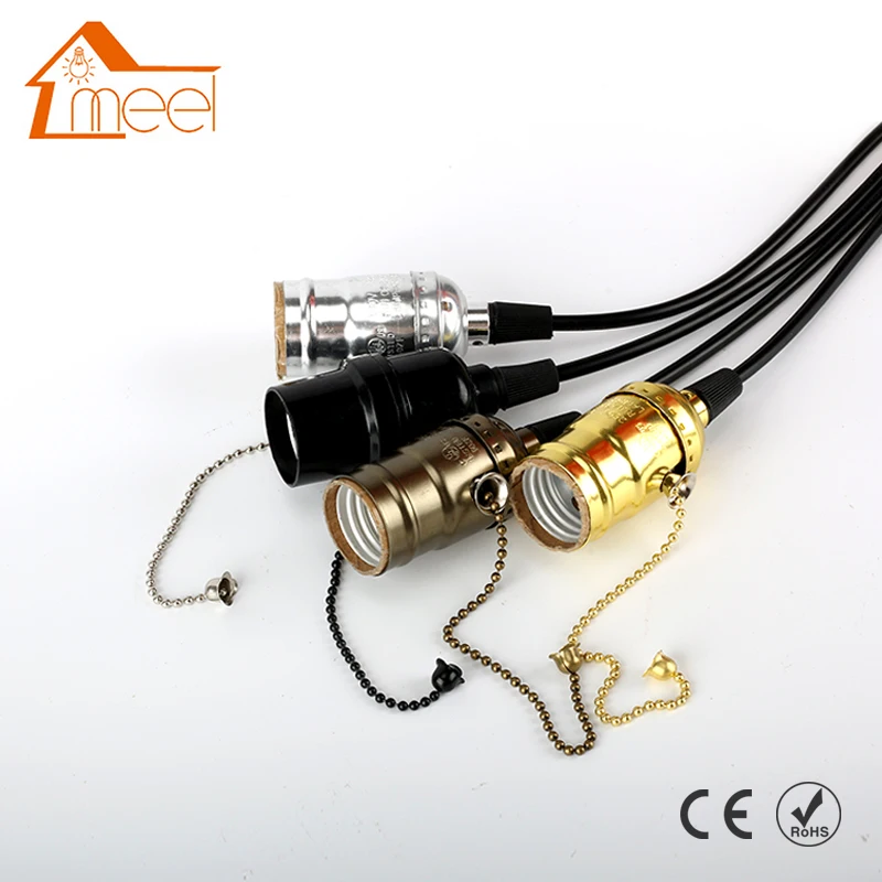 

E27 Lamp Socket Vintage Edison Light Holder Classic Retro Edison Lamp Holder Industrial Pendant Knob Lamp Base Switch/Zipper