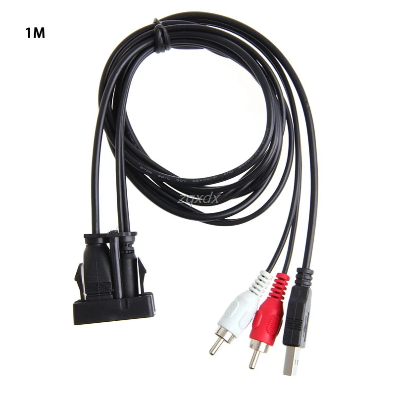 1 м 3 5 мм USB AUX стерео кабель гнездо к 2 RCA Мужской автомобиль лодка мотор