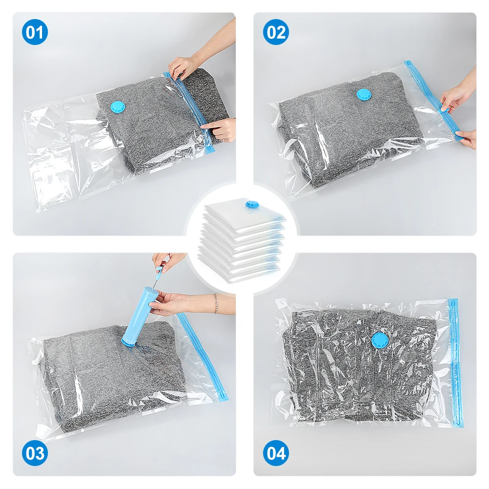 20 шт вакуумный мешок для хранения одежды мешок с клапаном прозрачная граница складной сжатый Органайзер Экономия пространства пакет уплотнения