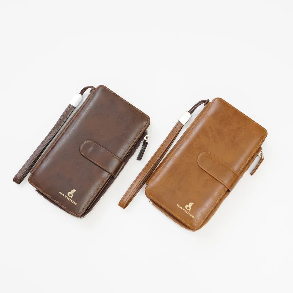 

Fashion Men Wallet Long Mobile Phone Bag Business Money Clip Leather Long Vintage Zipper Wallet Coin Clutch Bag Retro Wallet Men