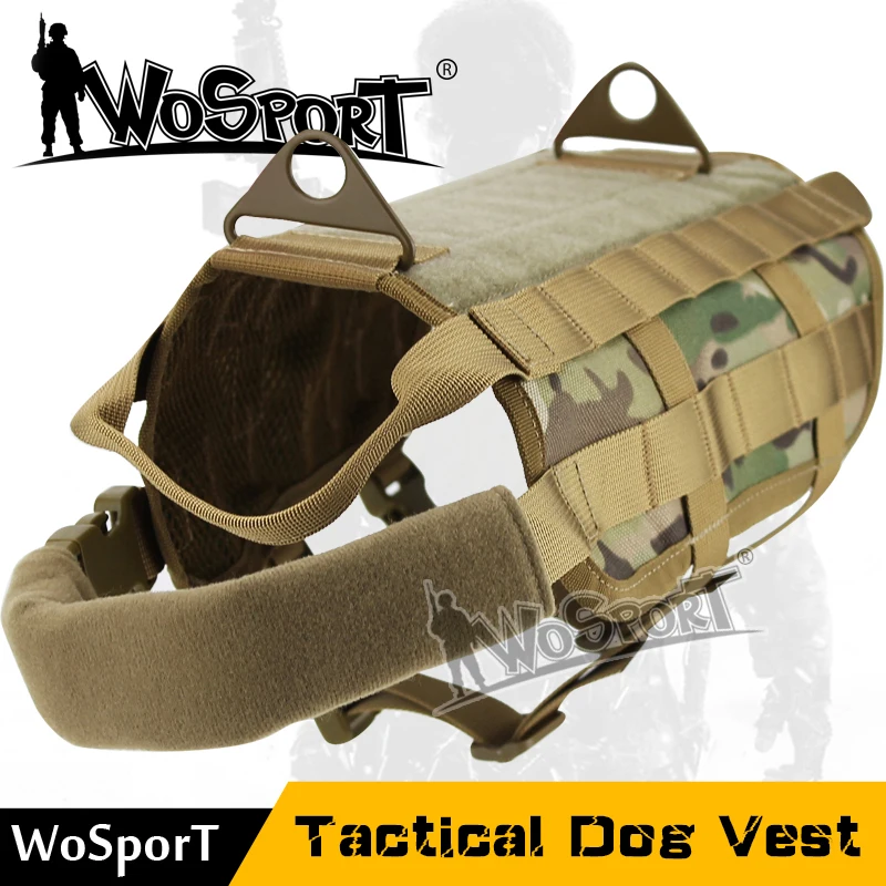 

WOSPORT New Military Tactical Dog Training Molle Vest Compact Harness Dog Clothes Load Bearing Harness SWAT Dog Pet jacket Gear