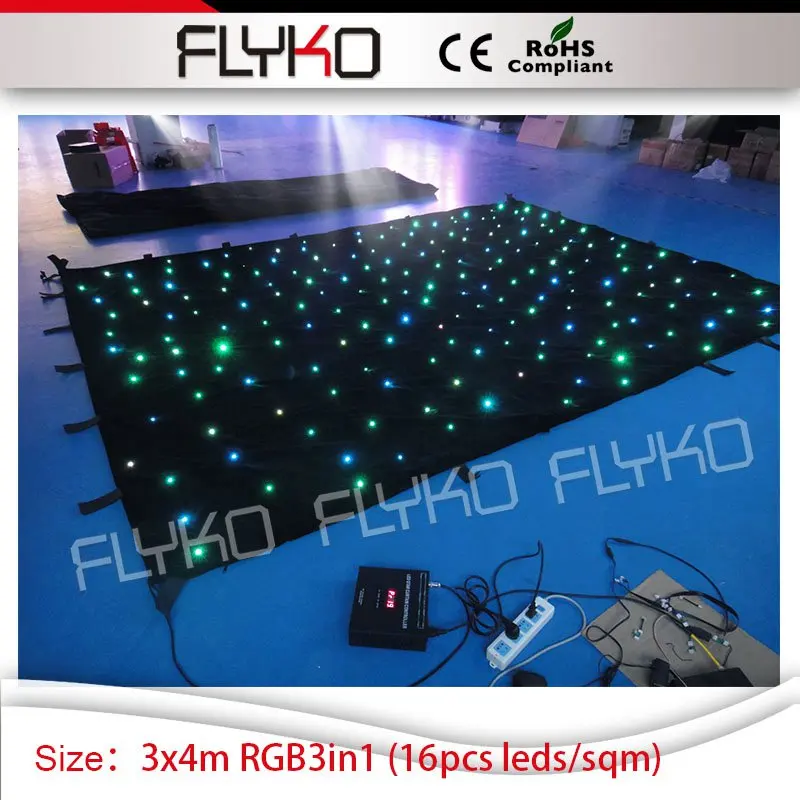 

10ft high*14ft width concert show equipment stage star effect led curtain RGB3in1 full color twilking backdrop