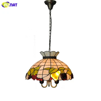 

FUMAT Tiffany Pendant Lights Classic Grape & Pear Shade Light For Kitchen Living Room Art Stained Glass LED Pendant Lamps