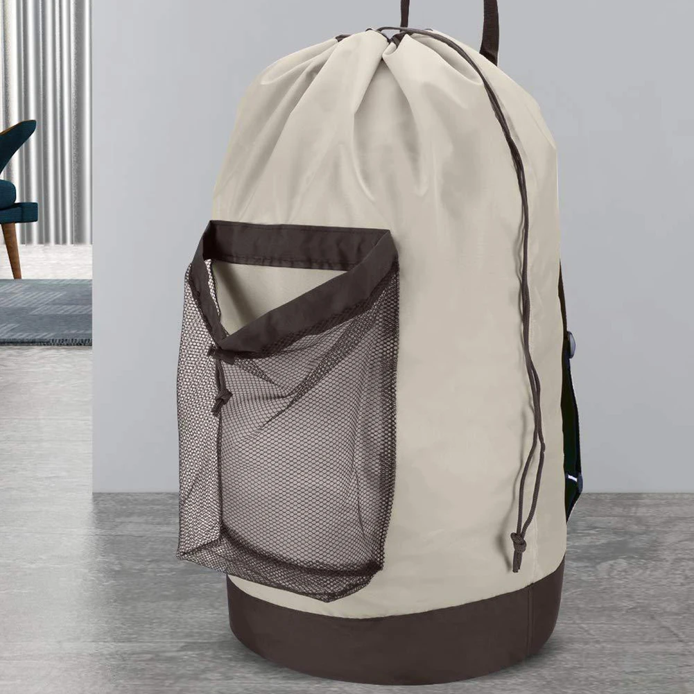 

Apartment With Shoulder Straps Portable Laundry Backpack Travel Outdoor Nylon Tear Resistant Storage Drawstring Large Capacity