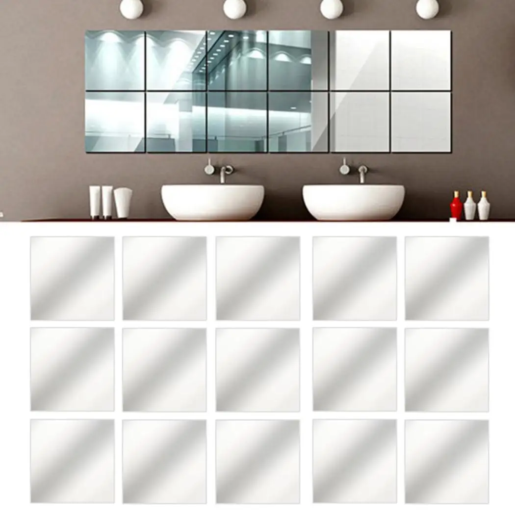 Practical Solid Square Self-adhesive Mirror Wall Decoration Stickers As Picture Home Interior Decor | Дом и сад