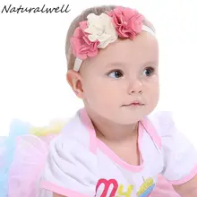 Naturalwell Baby Girl Chiffon Flower Headband With Pearls Beautiful Baby Girl Christening Photo Prop Hair Accessories 1pc HB249