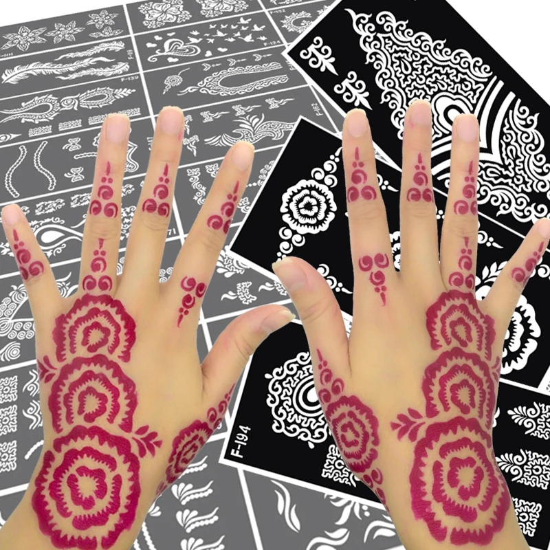 3 шт. трафареты Mehndi hna для женщин краски тела и лица художественные шаблоны