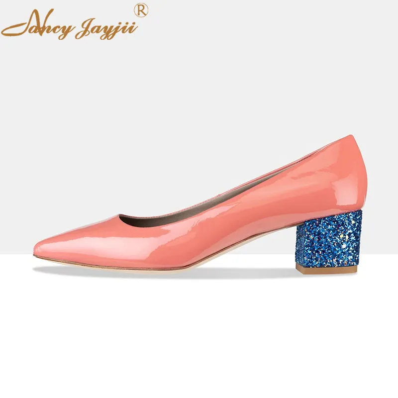 on Loisirs Carré Bling Pompes Mode Verni De Mûr 2019 Solide Rond En Dames Femme Ty01 Slip Chaussures Cuir Doux Super Bout D'âge Haute Talon q48Zf7x