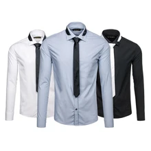 ZOGAA повседневное Бизнес рубашка с длинным рукавом для мужчин формальные одноцветное цвет Slim Fit плюс размеры M-2XL дышащая