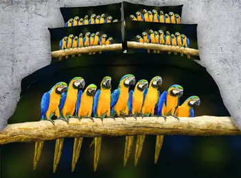 

Hot 3d printed bedspread coverlets duvet covers bedding sets twin full queen king cal king size woven 500TC parrots yellow black