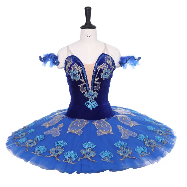 Royal Blue Classical Ballet Dance Costume Pancake Tutu Dress Kids Professional Ballet Tutu Blue Bird Costumes 10 Layers of Stiff