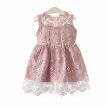 Кружевное платье с цветочной вышивкой для девочек Детские платья принцессы для девочек, летняя детская одежда От 2 до 6 лет