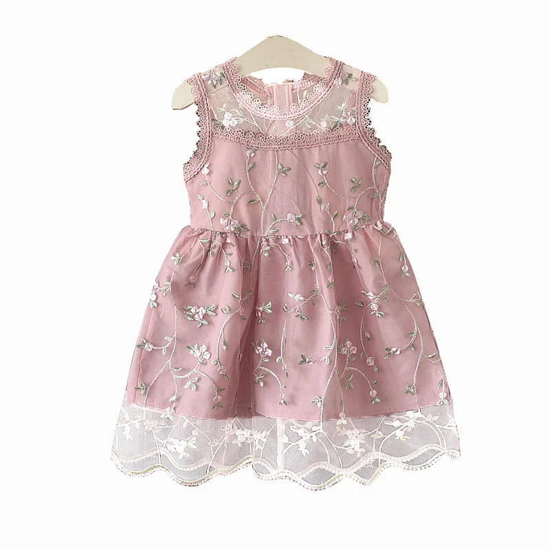 

Girls Flower Embroidery Lace Dress Kids Dresses for Girl Princess Summer Children Clothing Wear 2-6Y