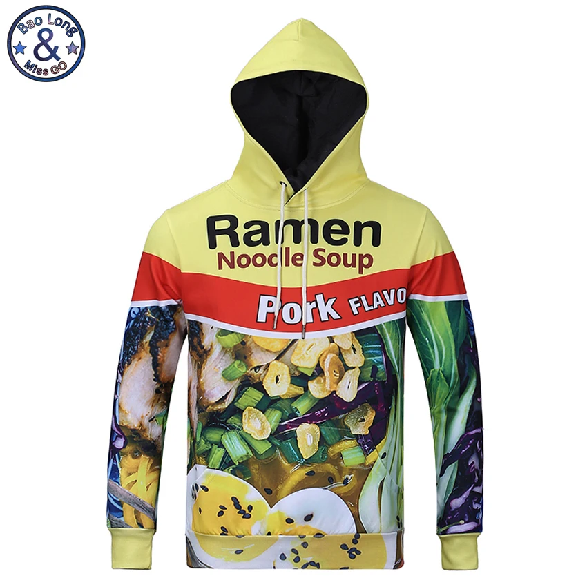 

Mr.BaoLong Autumn and winter drawstring hooded sweatshirt men hip hop style 3D Ramen foods printed men's assassins hoodies H18