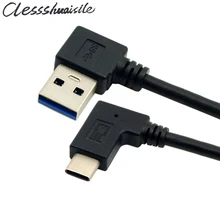 100 шт./лот) Реверсивный USB 3,1 USB-C угловой до 90 градусов левый Угловой USB 3,0 A Мужской кабель для передачи данных для Macbook