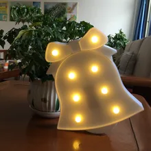 Белый Рождество Колокольчик в форме ночник с 8 теплые белые светодиоды детей/Детские Симпатичные Спальня Свадебная вечеринка Настенный декор подарки