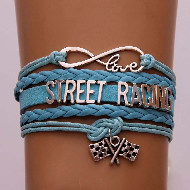 Ncrhgl Infinity Love Street Racing Bracelets Bangles Flag Charm Bracelets Bangles Flag Charm