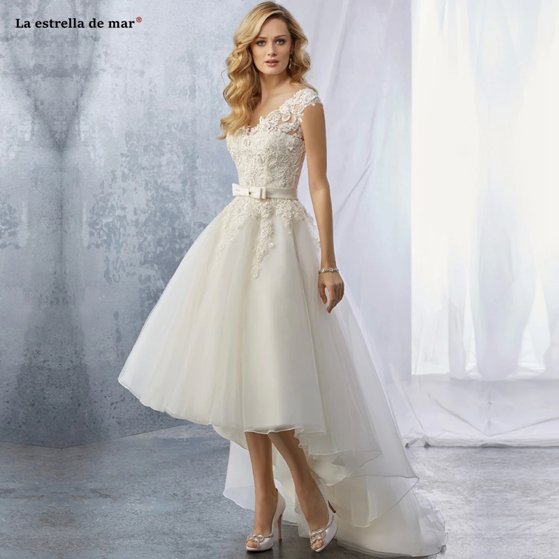 

plus size Robe de mariage2019 new lace sexy V neck ivory high low beach wedding dress long vestido novia custom suknia slubna