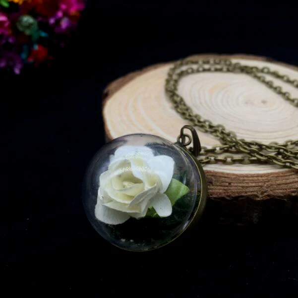 1 комплект 25 мм стеклянный флакон diy ожерелье Маленький принц ожерелье из розового золота Ретро Кристалл натуральные сухие цветы ожерелье унисекс популярные подарки