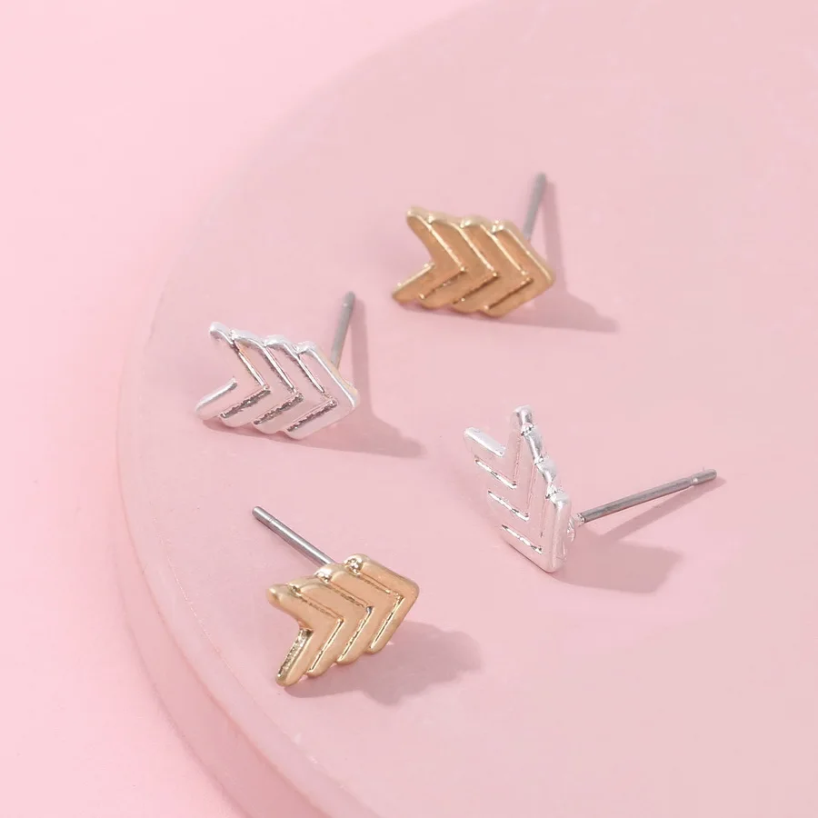 

Silver Tone Stacked V Chevron Studs Earrings for Women