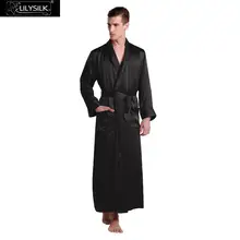 LilySilk халат мужской кимоно пеньюар домашняя одежда для мужчин шелковый 22 Momme длинным рукавом углового полная длина для сна китайский традиционный