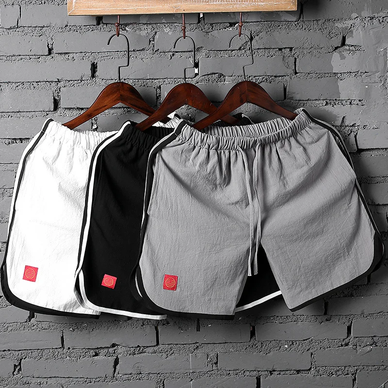 Reviews Summer men shorts chinese style 2020 new thin and light male casual shorts teenage boy student linen cotton black white gray