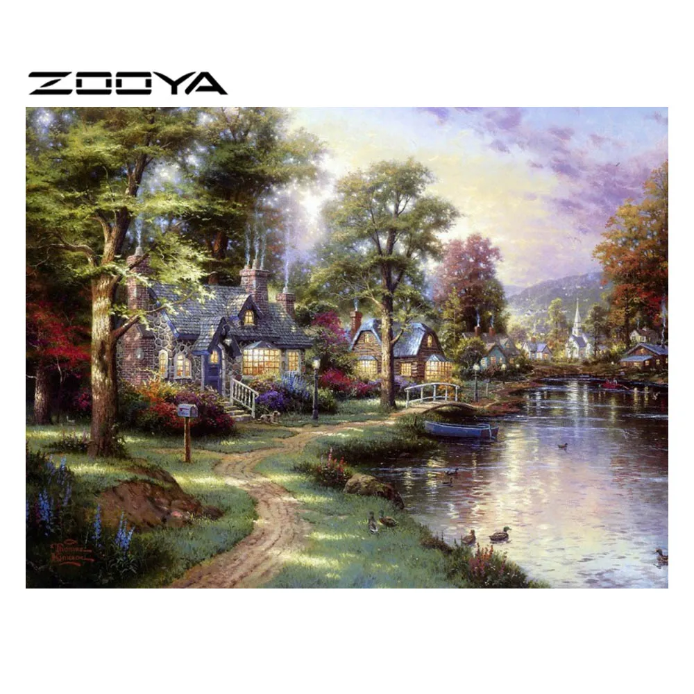 Алмазная живопись ZOOYA теплый дом сад алмазная вышивка стразы мозаика наборы для